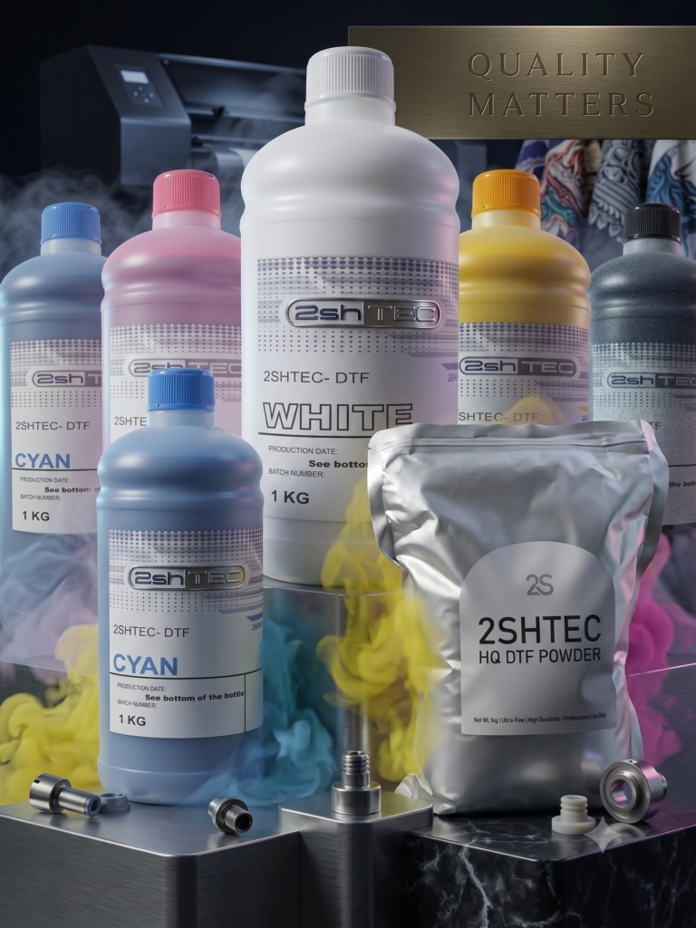 DTF Üretim Seti - 5 adet Beyaz + 1’er adet CMYK + 5 paket DTF Powder